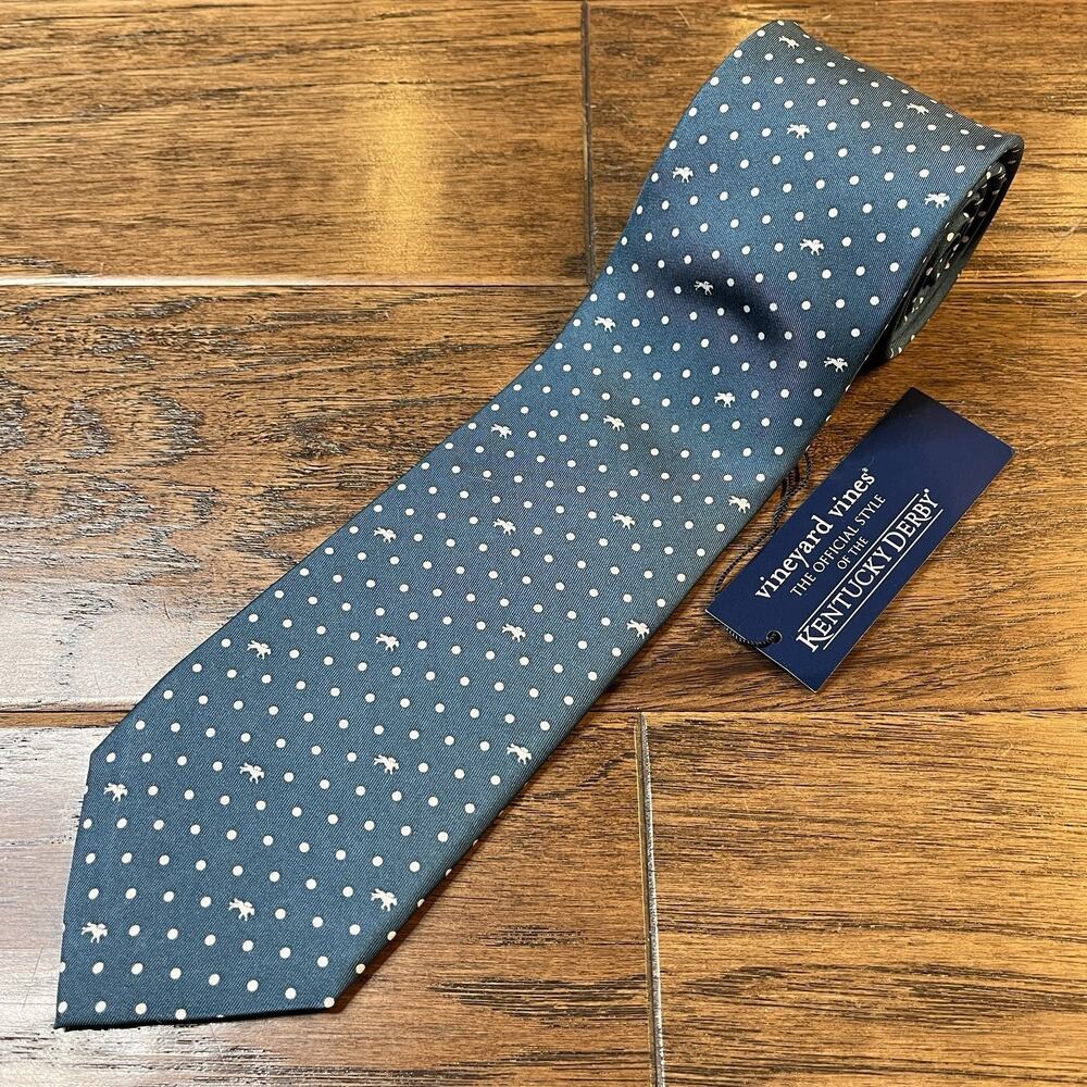 New Vineyard Vines Tie Kentucky Derby 🐎Racehorse Churchill Downs Polka Dot Silk